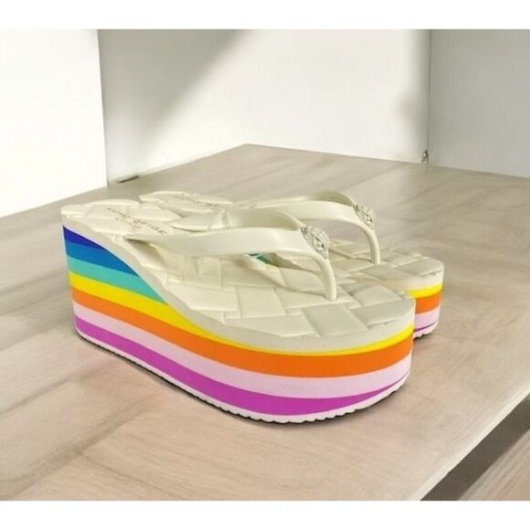 Kurt Geiger London Kensington Wedge Flipflop Rainbow Size 8.5 - Picture 2 of 13